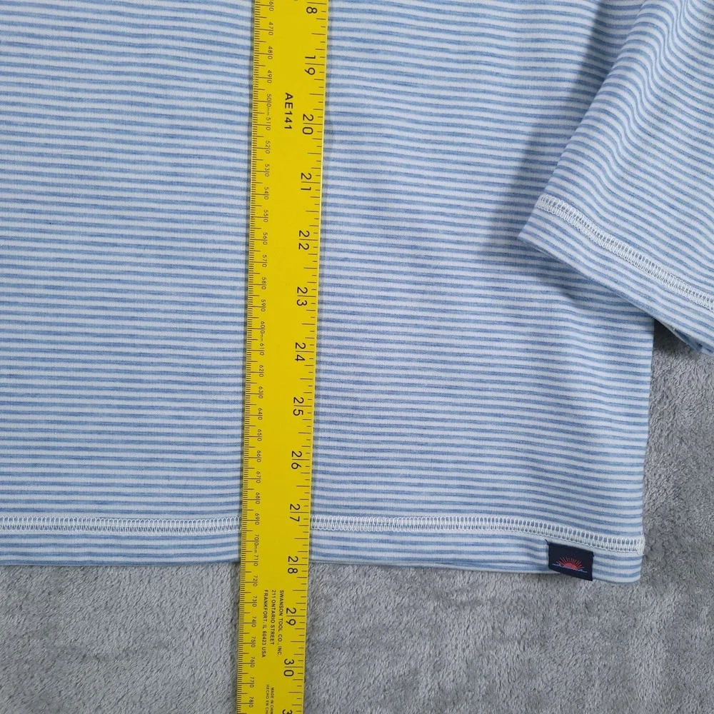 Faherty Movement Quarter Zip Mens 2XL XXL Blue White Striped 1/4 Zip Performance